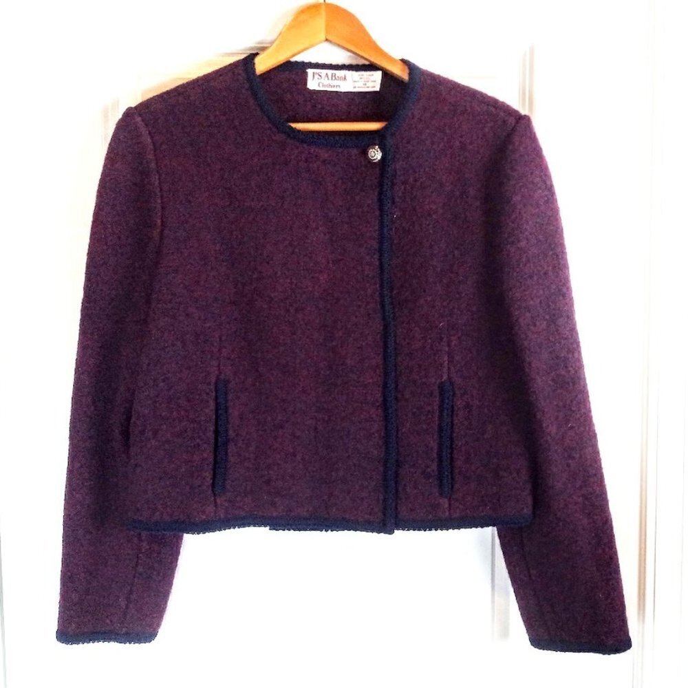 Vintage Jos. A. Bank Purple Navy Blue Wool Jacket